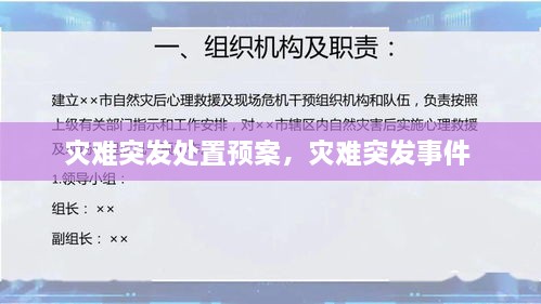 災難突發(fā)處置預案，災難突發(fā)事件 