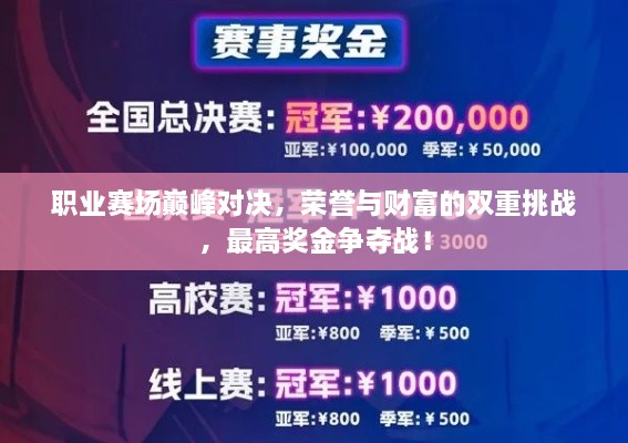 職業(yè)賽場巔峰對決，榮譽與財富的雙重挑戰(zhàn)，最高獎金爭奪戰(zhàn)！