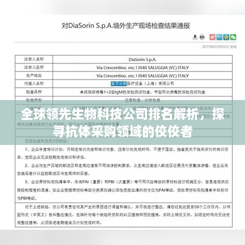 全球領(lǐng)先生物科技公司排名解析，探尋抗體采購領(lǐng)域的佼佼者