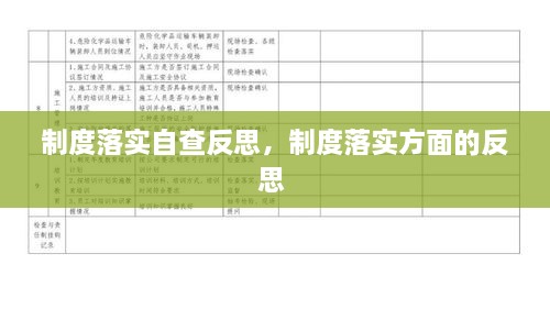 制度落實自查反思，制度落實方面的反思 