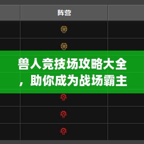 獸人競(jìng)技場(chǎng)攻略大全，助你成為戰(zhàn)場(chǎng)霸主！