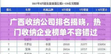 廣西收納公司排名揭曉，熱門(mén)收納企業(yè)榜單不容錯(cuò)過(guò)！