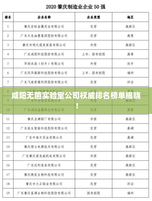 咸陽無菌實驗室公司權威排名榜單揭曉！