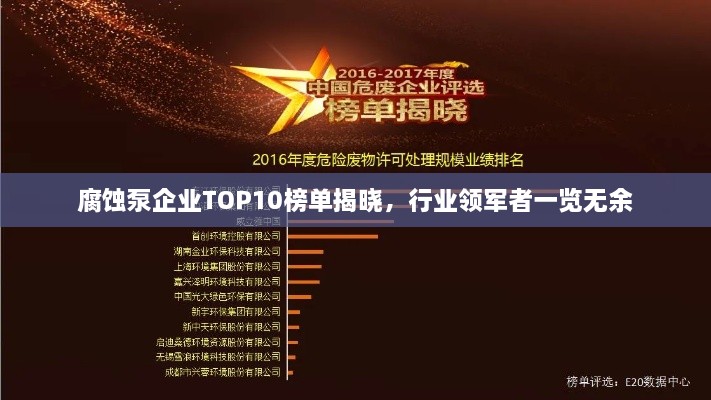 腐蝕泵企業(yè)TOP10榜單揭曉，行業(yè)領(lǐng)軍者一覽無余