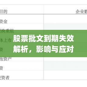 股票批文到期失效解析，影響與應(yīng)對(duì)策略