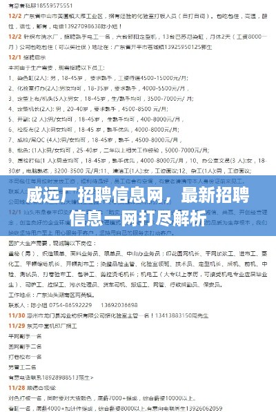 威遠(yuǎn)廠(chǎng)招聘信息網(wǎng)，最新招聘信息一網(wǎng)打盡解析