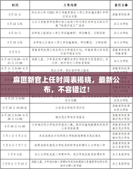 麻匪新官上任時(shí)間表揭曉，最新公布，不容錯(cuò)過(guò)！