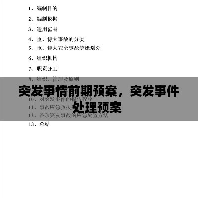 突發(fā)事情前期預案，突發(fā)事件處理預案 